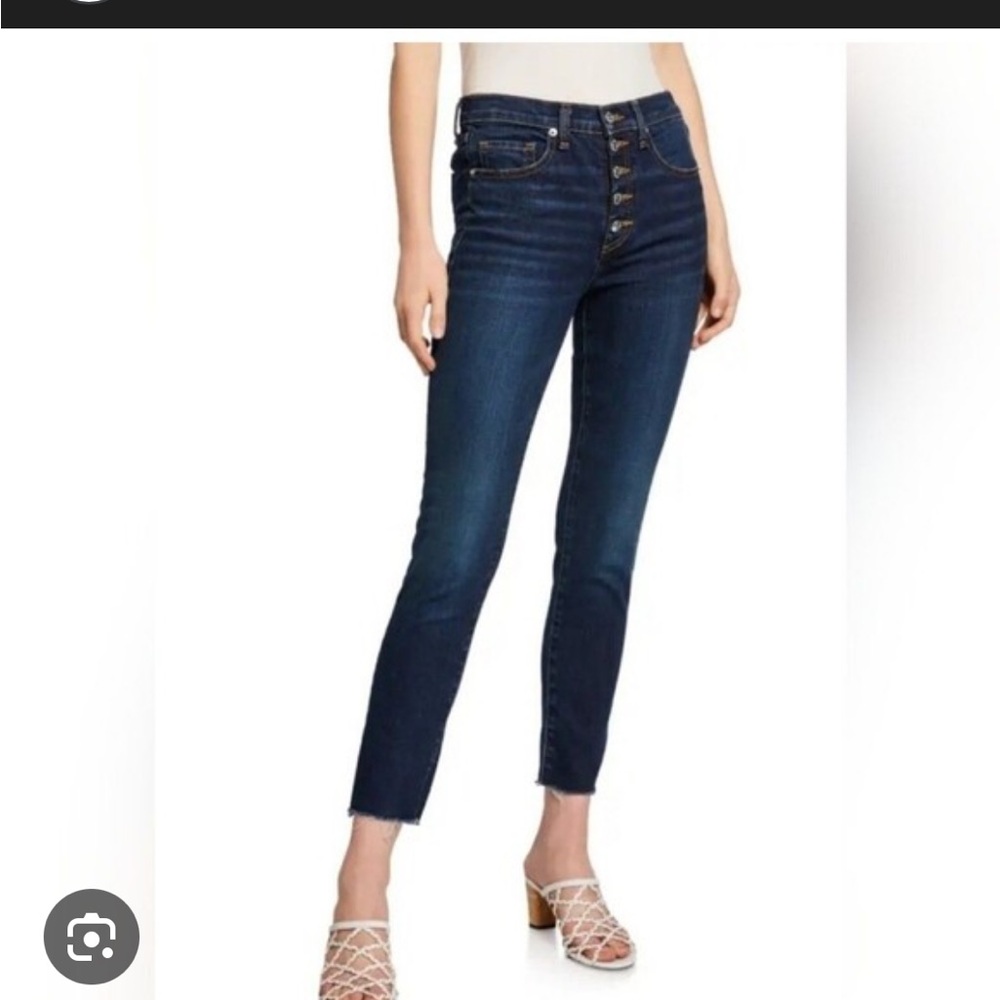 Veronica Beard Debbie 10” High Rise Button Fly Skinny Jeans dark vtg Sz 24 NWT